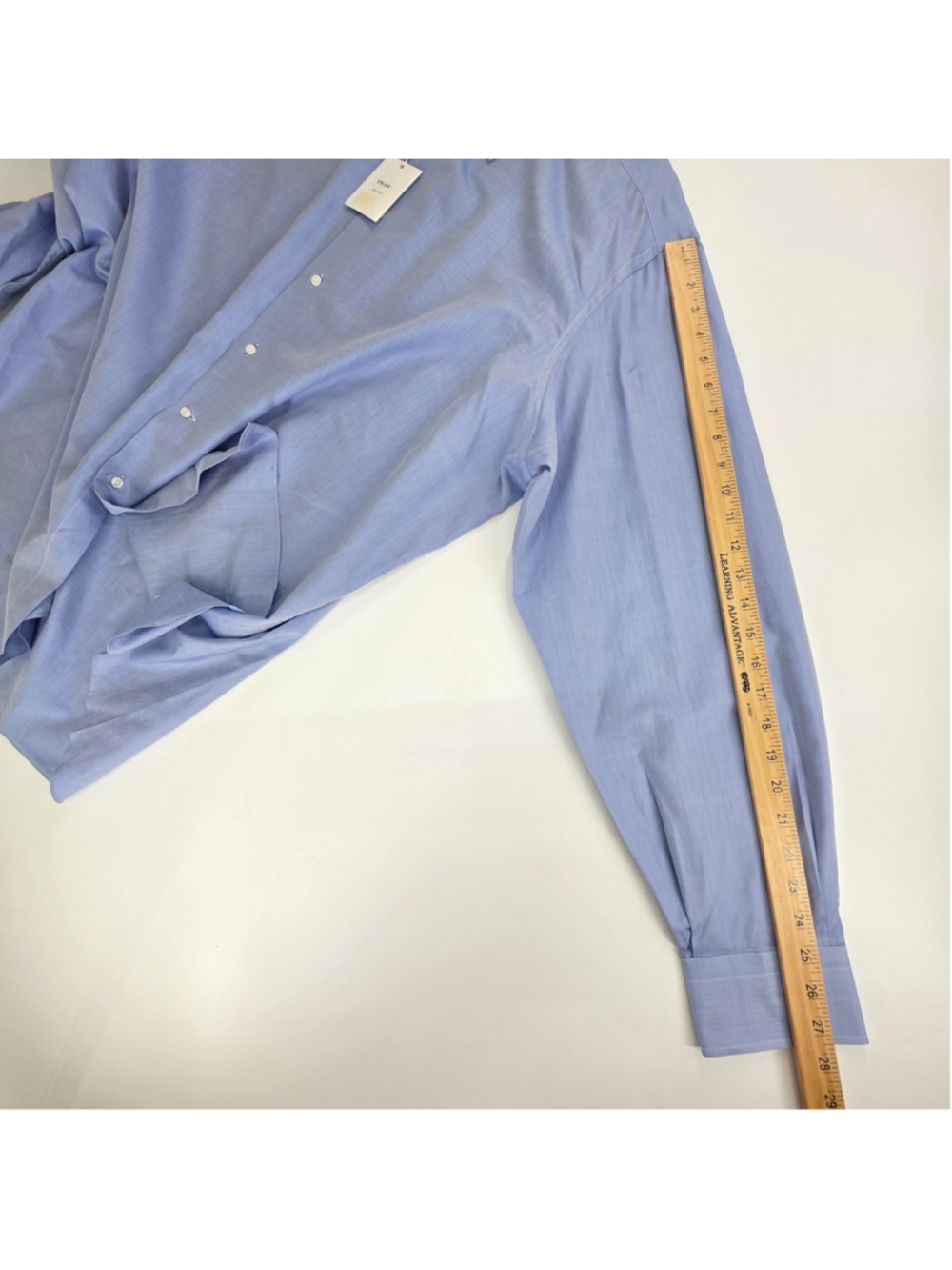 Quiet Luxury Fray Dress Shirt Mens 2XL Blue Herringbone Italian Button Down - Picture 15 of 16